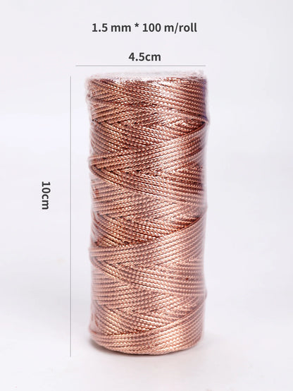 100M 1.5mm Macrame Cord Rope String, Gold & Silver Polyester Thread for DIY Jewelry Making, Sewing, and Crafts