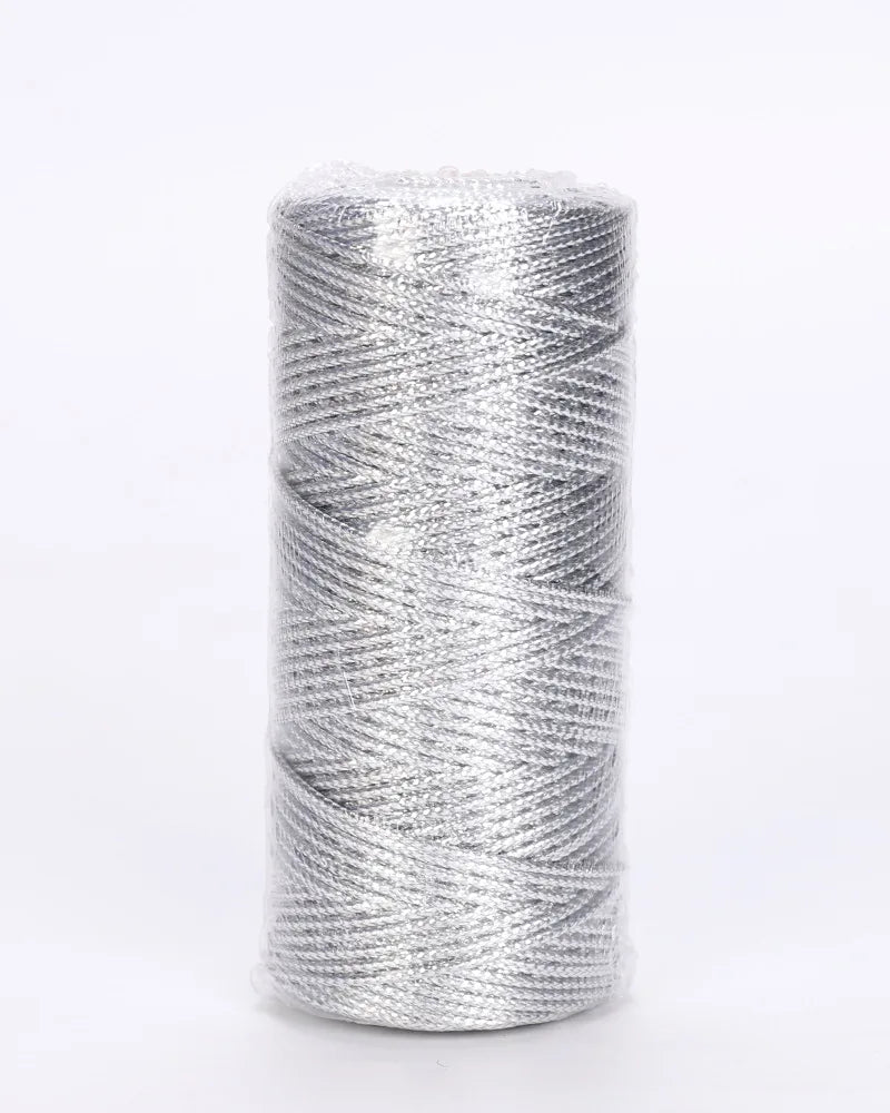 100M 1.5mm Macrame Cord Rope String, Gold & Silver Polyester Thread for DIY Jewelry Making, Sewing, and Crafts