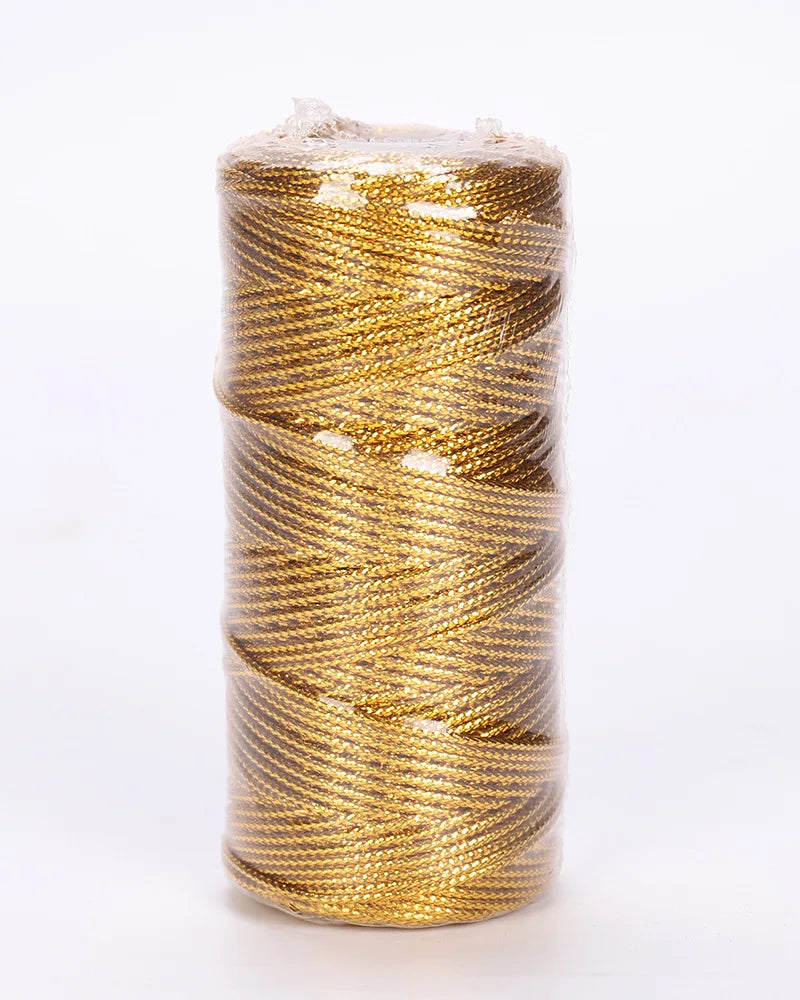 100M 1.5mm Macrame Cord Rope String, Gold & Silver Polyester Thread for DIY Jewelry Making, Sewing, and Crafts