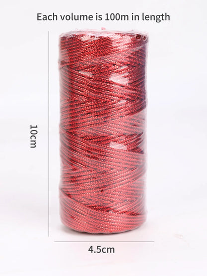 100M 1.5mm Macrame Cord Rope String, Gold & Silver Polyester Thread for DIY Jewelry Making, Sewing, and Crafts