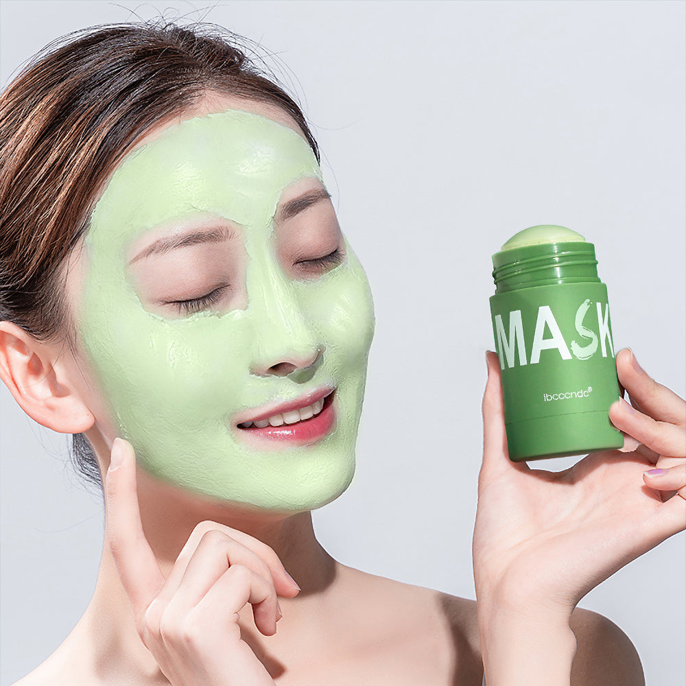 Face Clean Mask, Green Tea Rose Extract Cleansing Stick, Deep Moisturizing, Shrinks Pores, Blackhead Oil Control