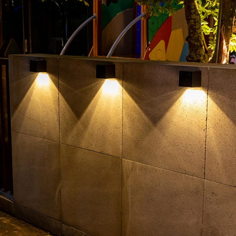 Outdoor Garden LED Solar Light Square Wall Lamp Fence Lighting For Courtyard Waterproof Decoration  1