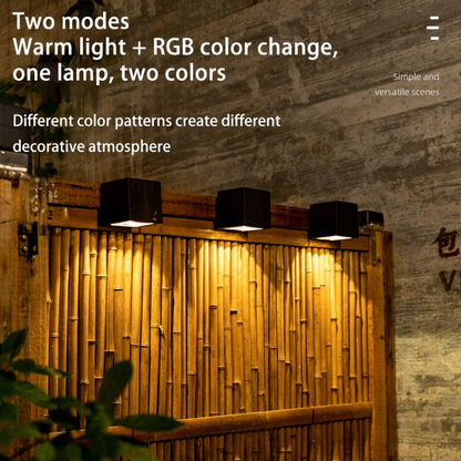 Outdoor Garden LED Solar Light Square Wall Lamp Fence Lighting For Courtyard Waterproof Decoration  2