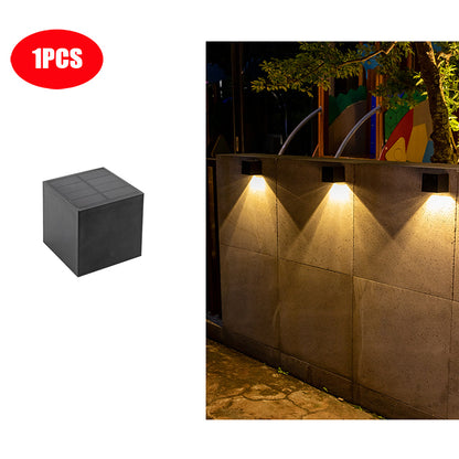 Outdoor Garden LED Solar Light Square Wall Lamp Fence Lighting For Courtyard Waterproof Decoration  6