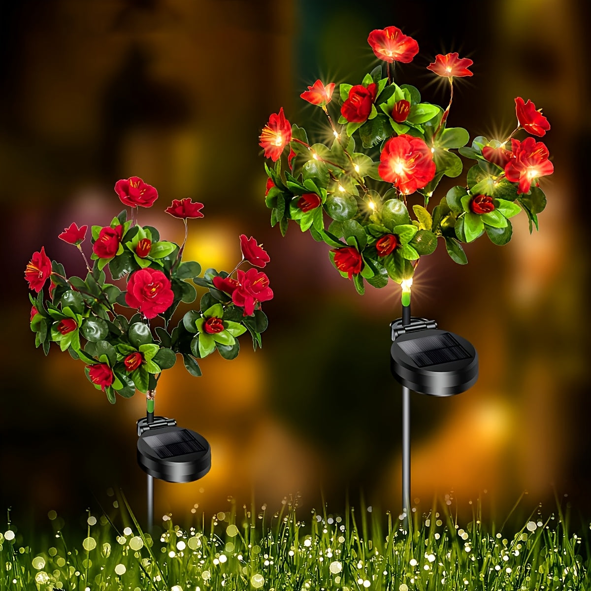 Waterproof LED Solar Azalea Flower Lights, Outdoor Garden Lamp, Decorative Lighting for Lawn, Path, Yard, Weddings