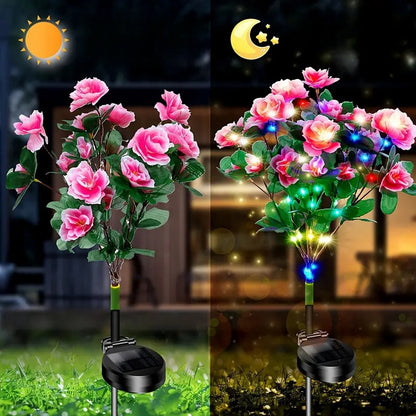 Waterproof LED Solar Azalea Flower Lights, Outdoor Garden Lamp, Decorative Lighting for Lawn, Path, Yard, Weddings