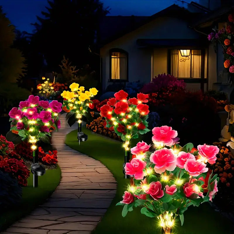 Waterproof LED Solar Azalea Flower Lights, Outdoor Garden Lamp, Decorative Lighting for Lawn, Path, Yard, Weddings