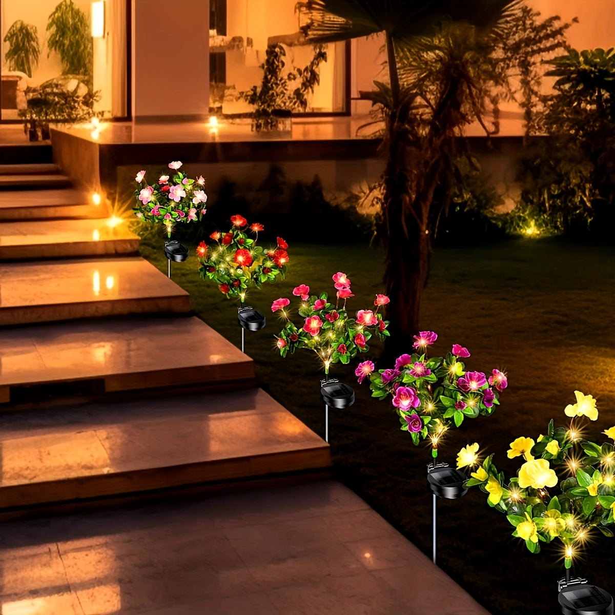 Waterproof LED Solar Azalea Flower Lights, Outdoor Garden Lamp, Decorative Lighting for Lawn, Path, Yard, Weddings