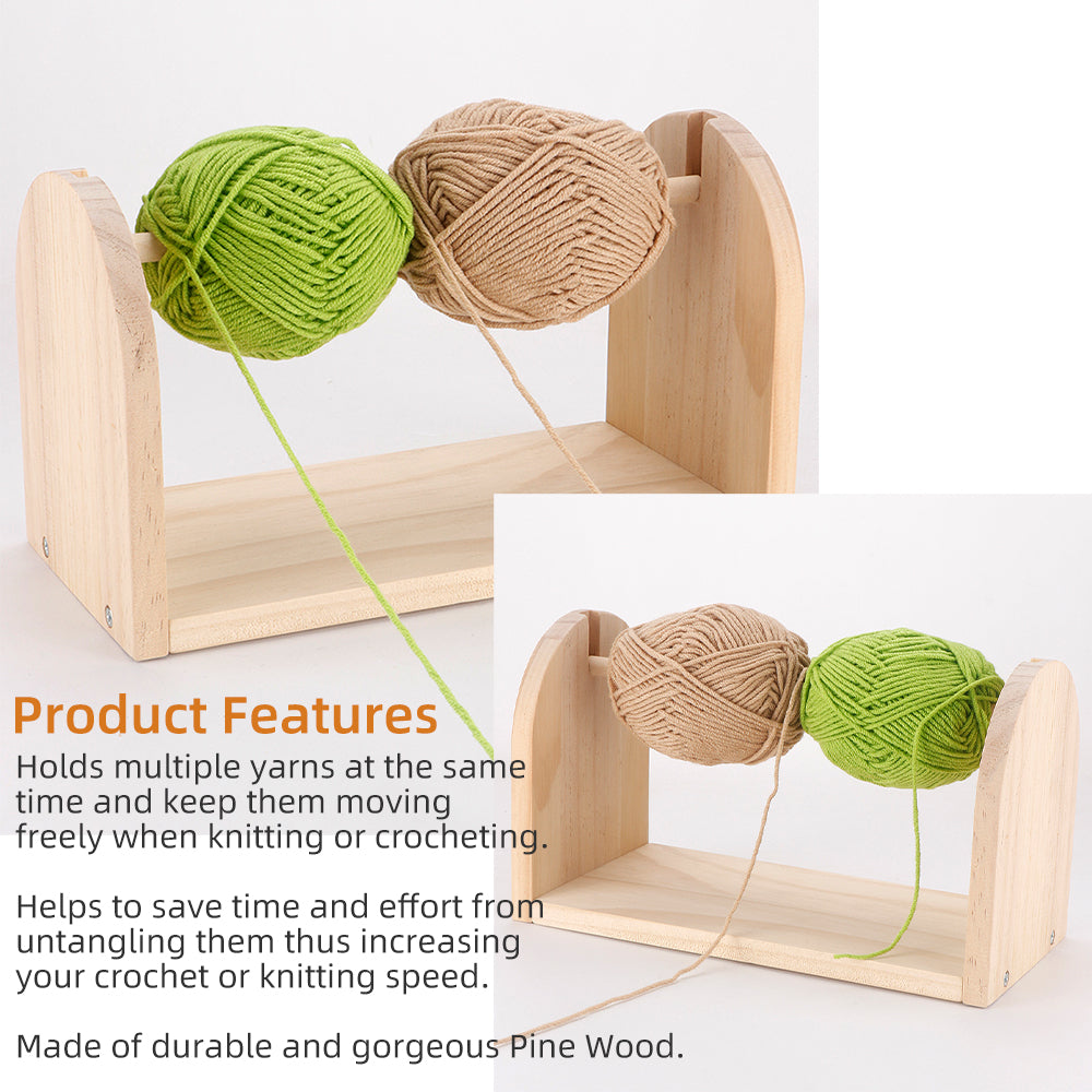 Wooden Crochet Yarn Holder, QJH Single Revolving Yarn Ball Storage for Knitting & Crocheting, Portable & Stable Yarn