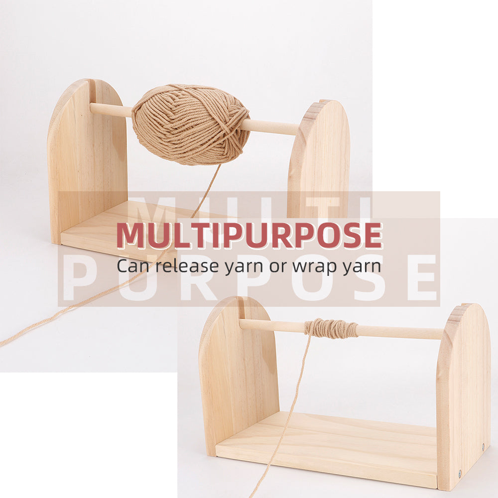 Wooden Crochet Yarn Holder, QJH Single Revolving Yarn Ball Storage for Knitting & Crocheting, Portable & Stable Yarn
