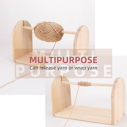 Wooden Crochet Yarn Holder, QJH Single Revolving Yarn Ball Storage for Knitting & Crocheting, Portable & Stable Yarn