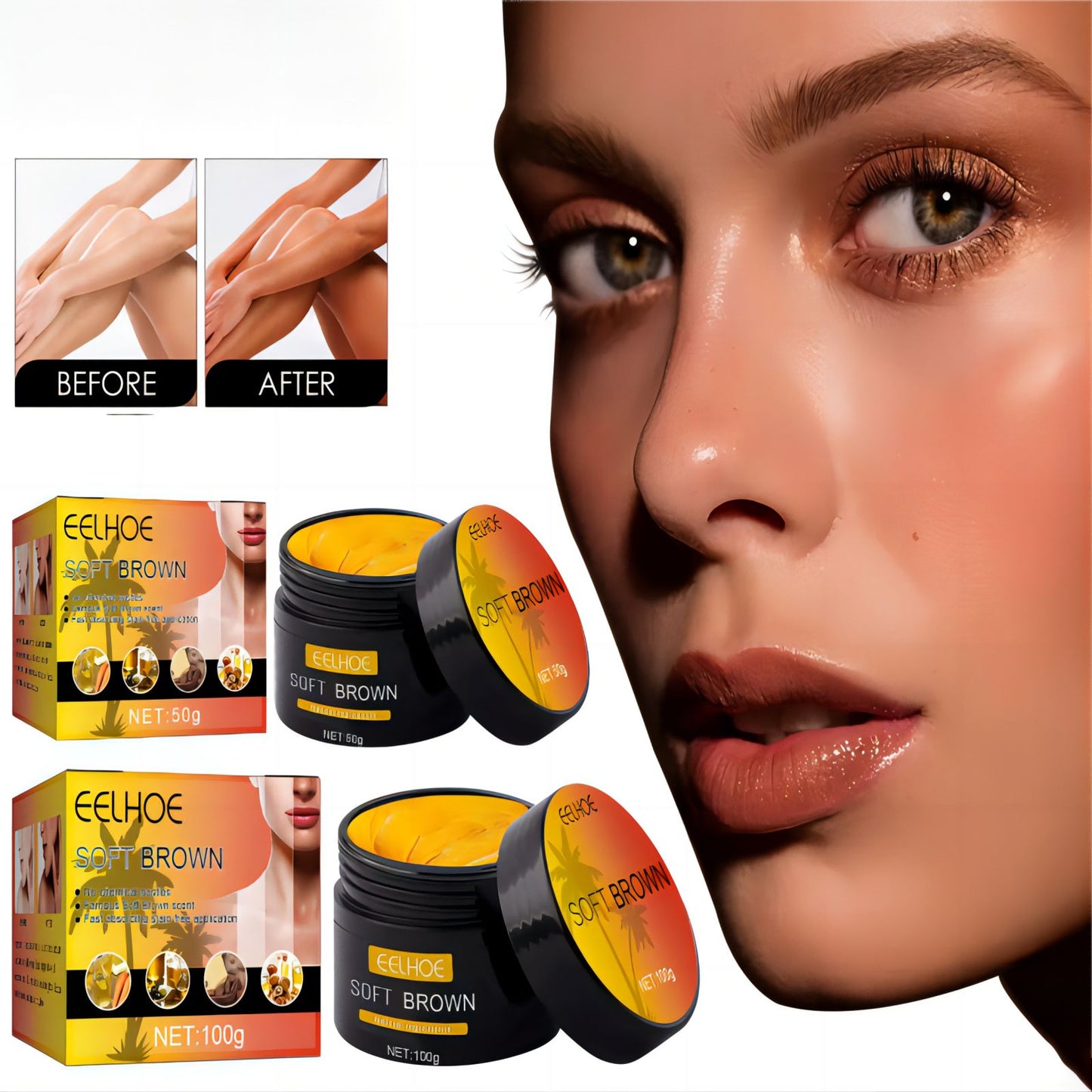 Natural Self-Tanning Lotion, Long-Lasting Tanning Cream for Face & Body, Bronzer Skin Tanner with Suntan Protection