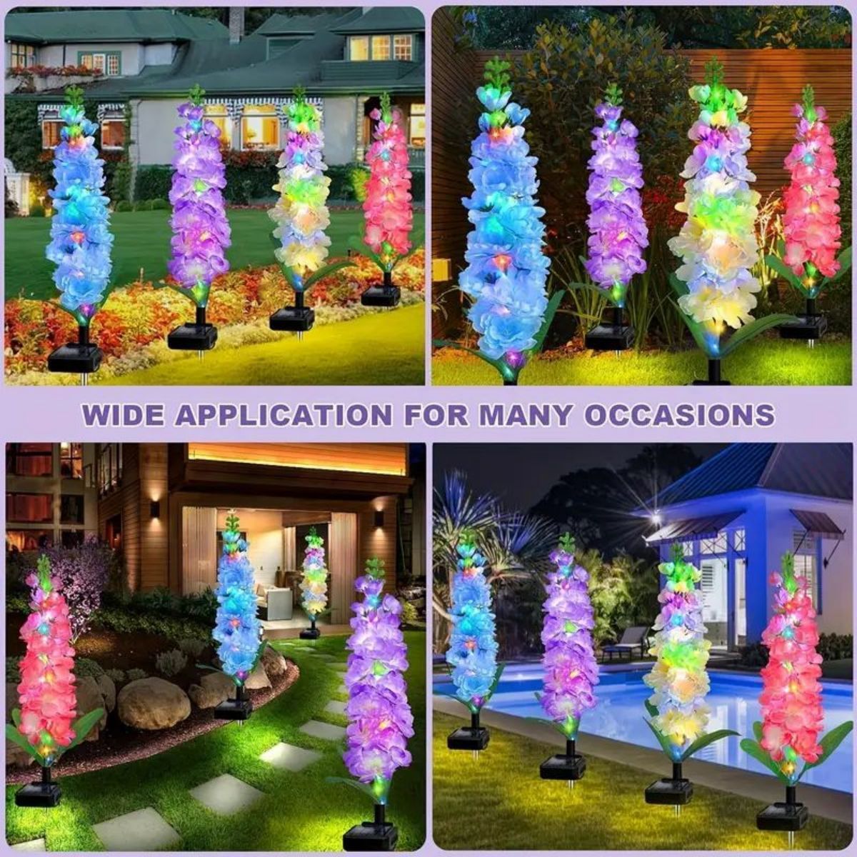 Outdoor Solar Powered Swallowgrass Flower Lantern for Garden Decoration, Solar Energy Landscape Lighting Lamp