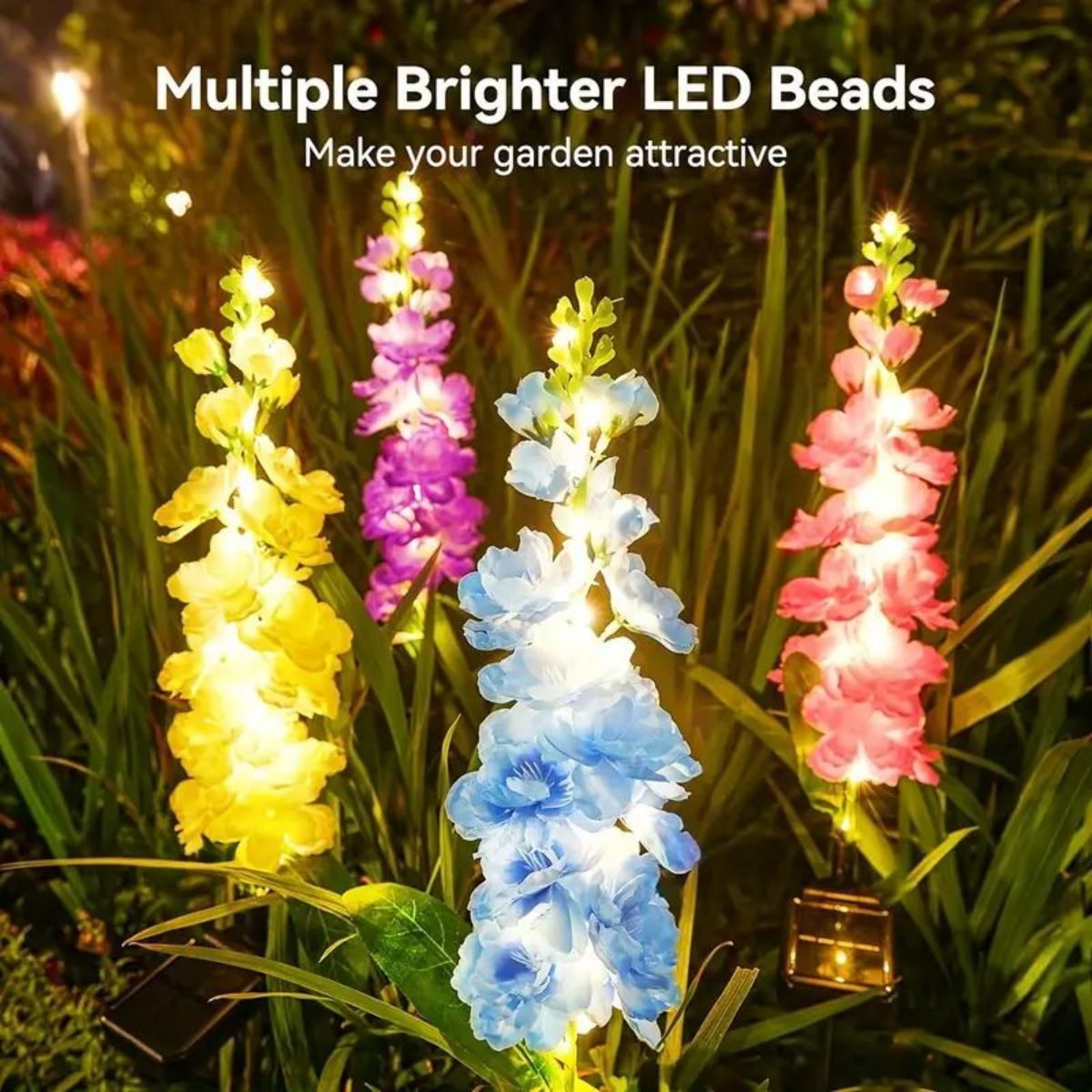 Outdoor Solar Powered Swallowgrass Flower Lantern for Garden Decoration, Solar Energy Landscape Lighting Lamp