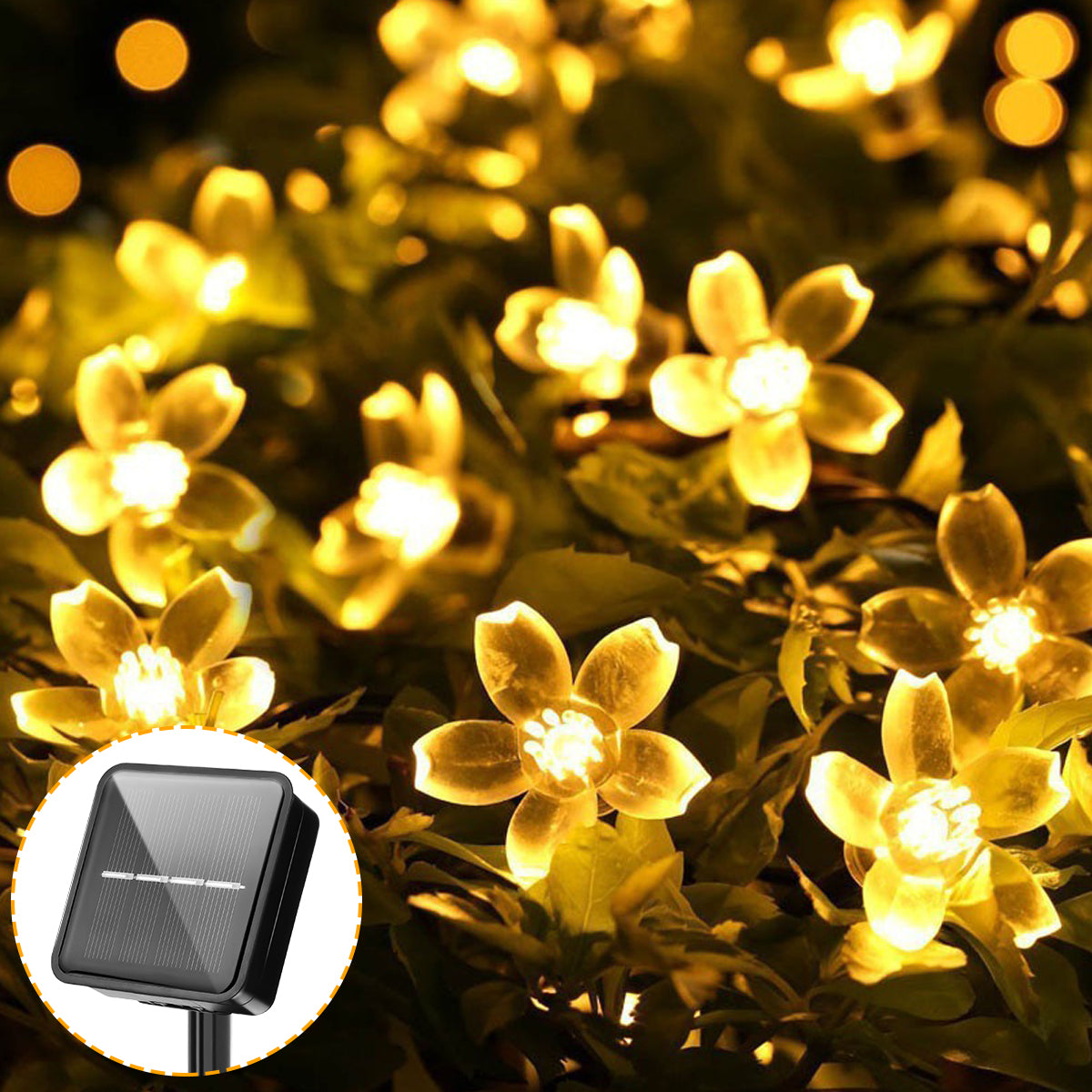 Cherry Blossom 5M 20LED Solar String Lights, Outdoor Waterproof Lamp, Battery Operated Garden Party Christmas Decor