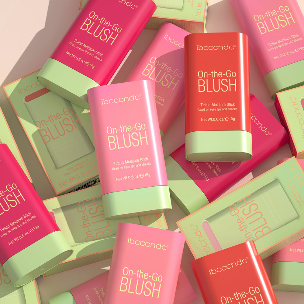 Tinted Moisture Blush Stick, Cheek Blusher Cosmetics, 3 in 1 Makeup Tube for Lips Eyes Cheeks, Glow, Blendable Soft