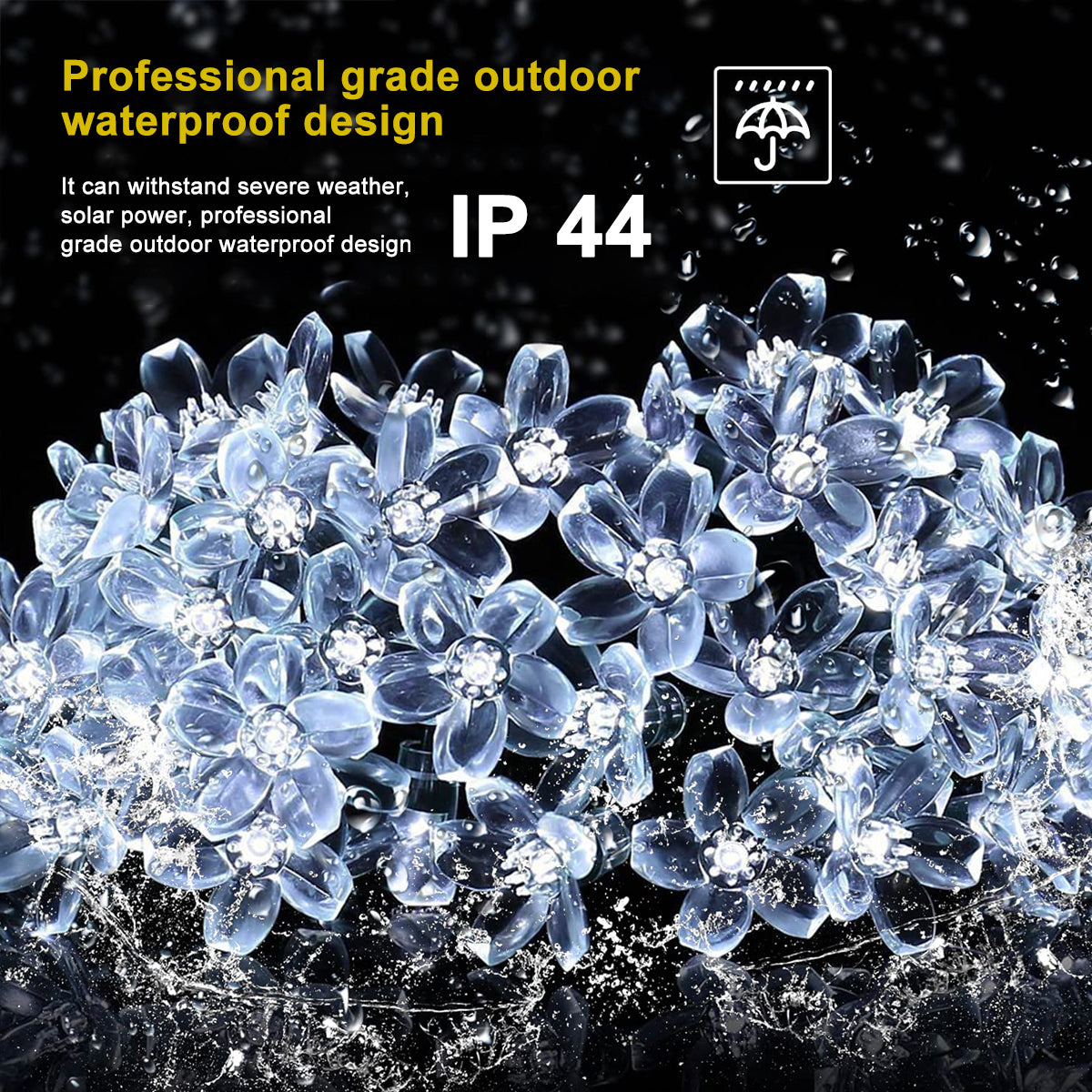 Cherry Blossom 5M 20LED Solar String Lights, Outdoor Waterproof Lamp, Battery Operated Garden Party Christmas Decor
