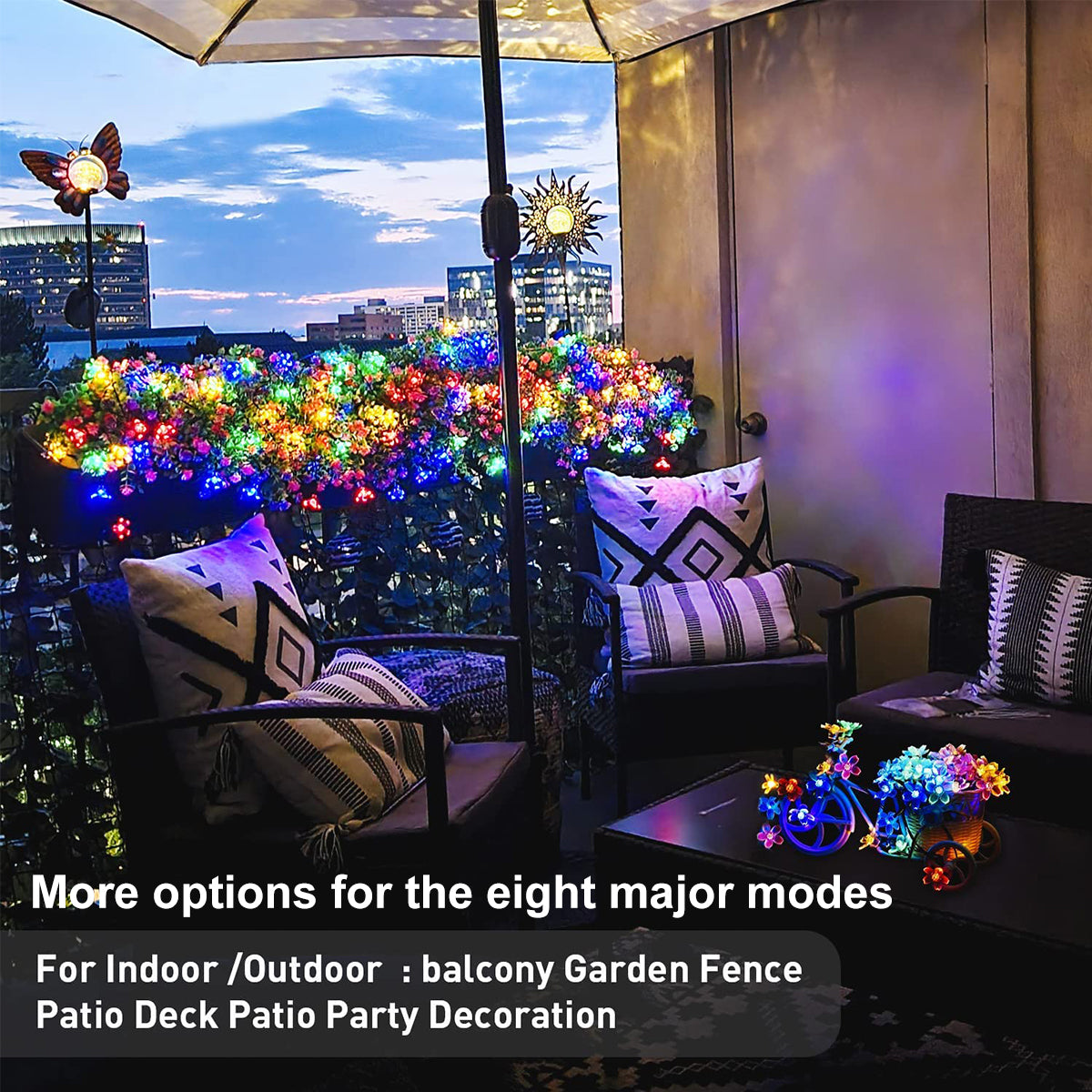 Cherry Blossom 5M 20LED Solar String Lights, Outdoor Waterproof Lamp, Battery Operated Garden Party Christmas Decor