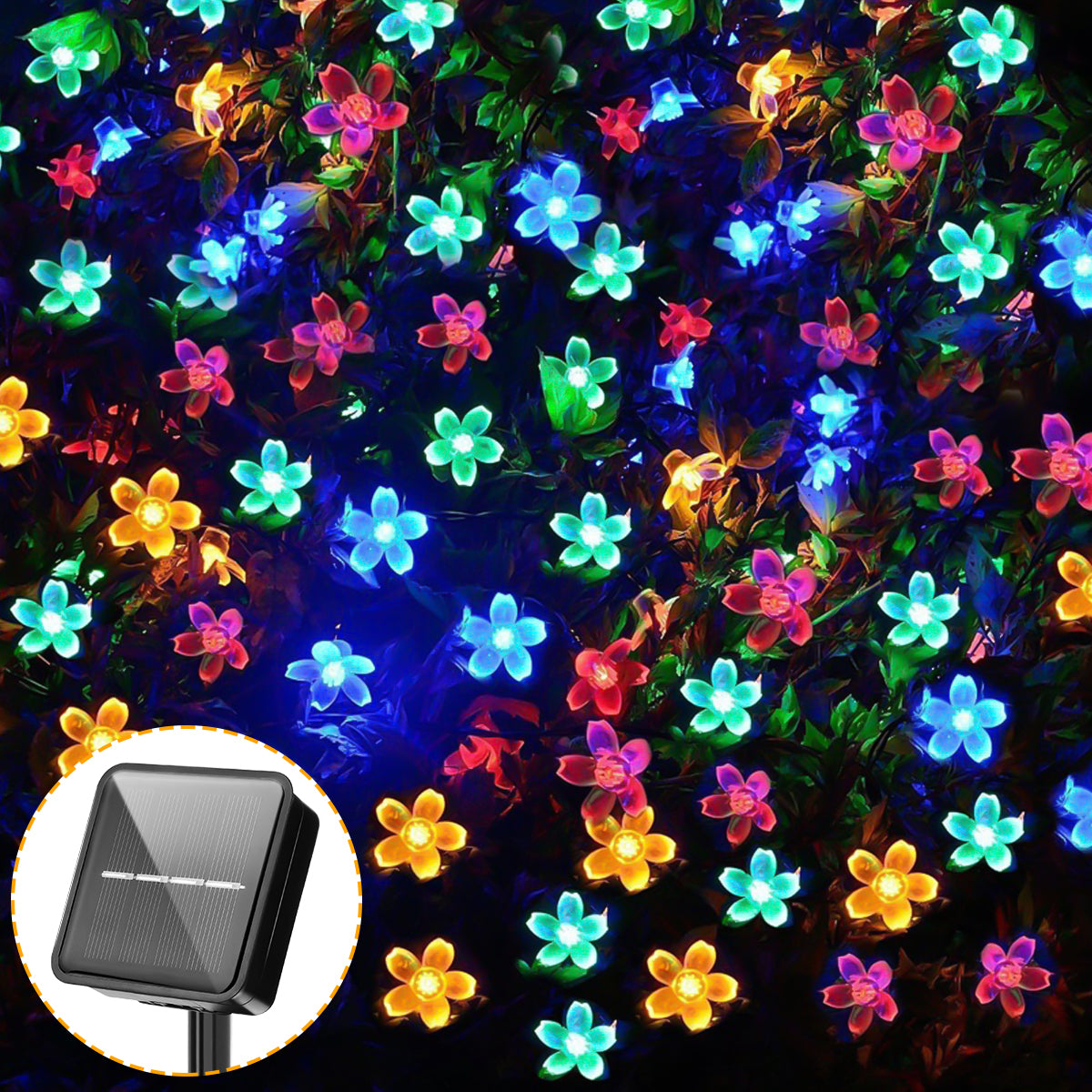 Cherry Blossom 5M 20LED Solar String Lights, Outdoor Waterproof Lamp, Battery Operated Garden Party Christmas Decor