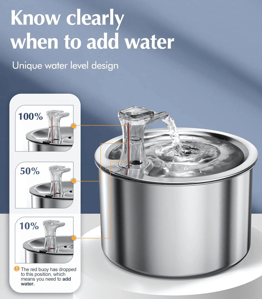 Stainless Steel Cat Water Fountain 2L Automatic Pet Dispenser With Sensor And Heating Option 1