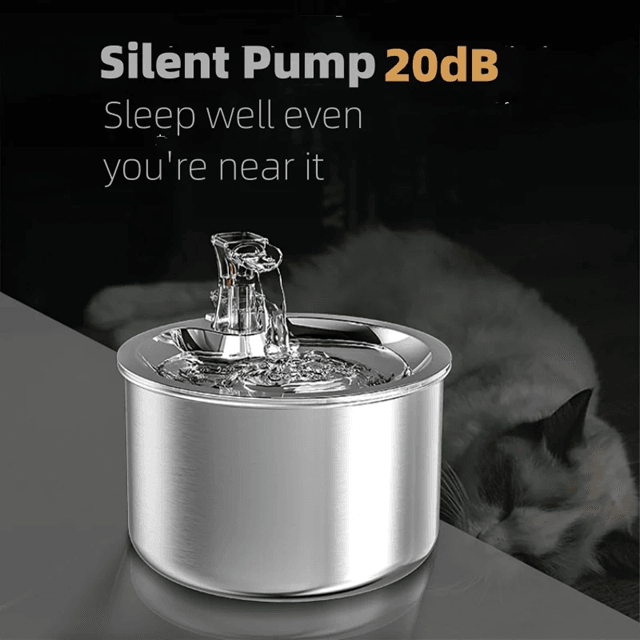 Stainless Steel Cat Water Fountain 2L Automatic Pet Dispenser With Sensor And Heating Option 2