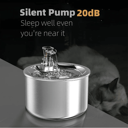 Stainless Steel Cat Water Fountain 2L Automatic Pet Dispenser With Sensor And Heating Option 2