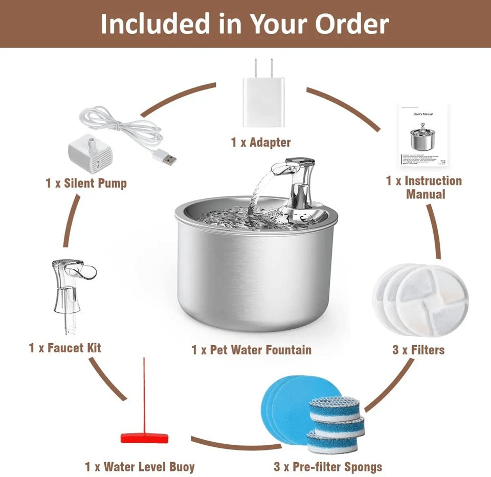 Stainless Steel Cat Water Fountain 2L Automatic Pet Dispenser With Sensor And Heating Option 5