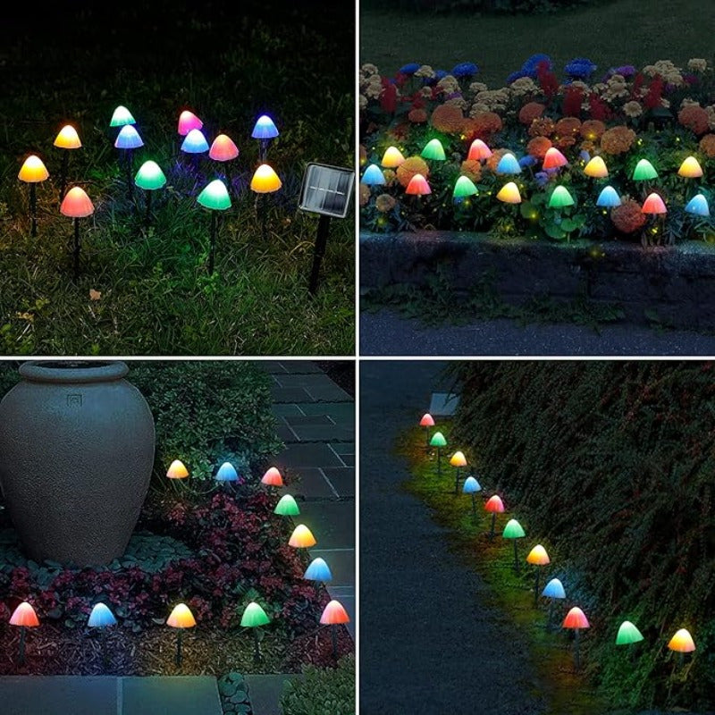 Outdoor LED Mushroom Light with 8 Functions, Solar Garden String Lights, Holiday Courtyard Decor Lamps
