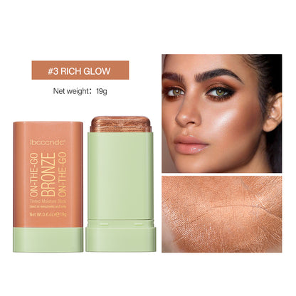 High Gloss Stick Face Brightening Rotary Small Gold Tube Concealer Pearl Gloss Dressing Stick 5