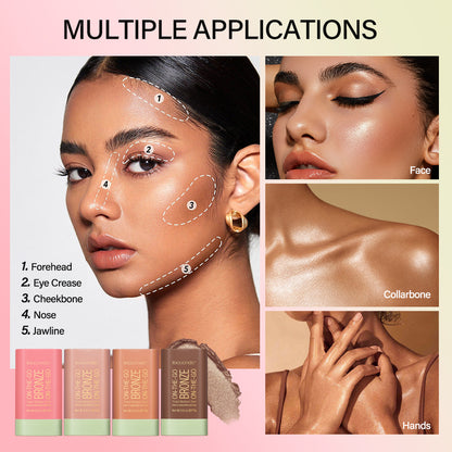 High Gloss Stick Face Brightening Rotary Small Gold Tube Concealer Pearl Gloss Dressing Stick 4