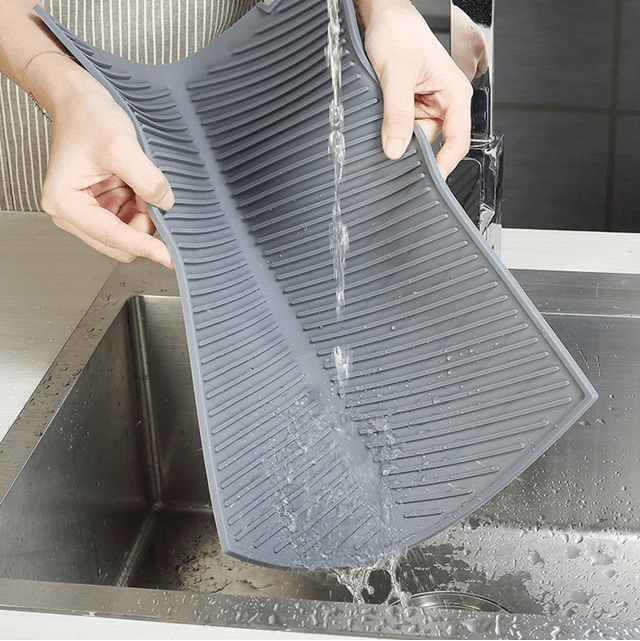 Silicone Dish Drying Mat Non Slip Heat Resistant Kitchen Counter Protector 2