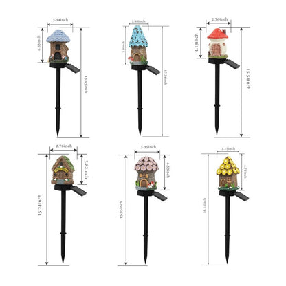 Solar Garden Landscape Light Mushroom House, Outdoor Waterproof Ground Light, New Cartoon Anime Resin Decoration