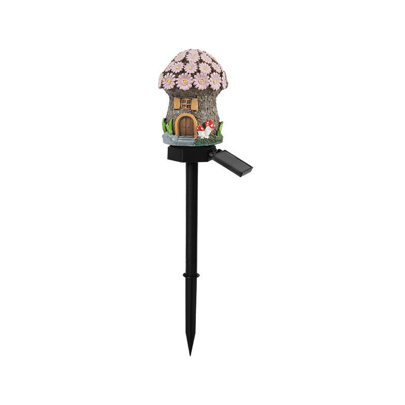 Solar Garden Landscape Light Mushroom House, Outdoor Waterproof Ground Light, New Cartoon Anime Resin Decoration