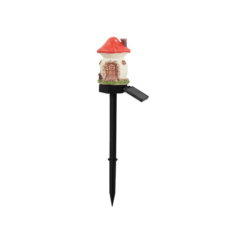 Solar Garden Landscape Light Mushroom House, Outdoor Waterproof Ground Light, New Cartoon Anime Resin Decoration