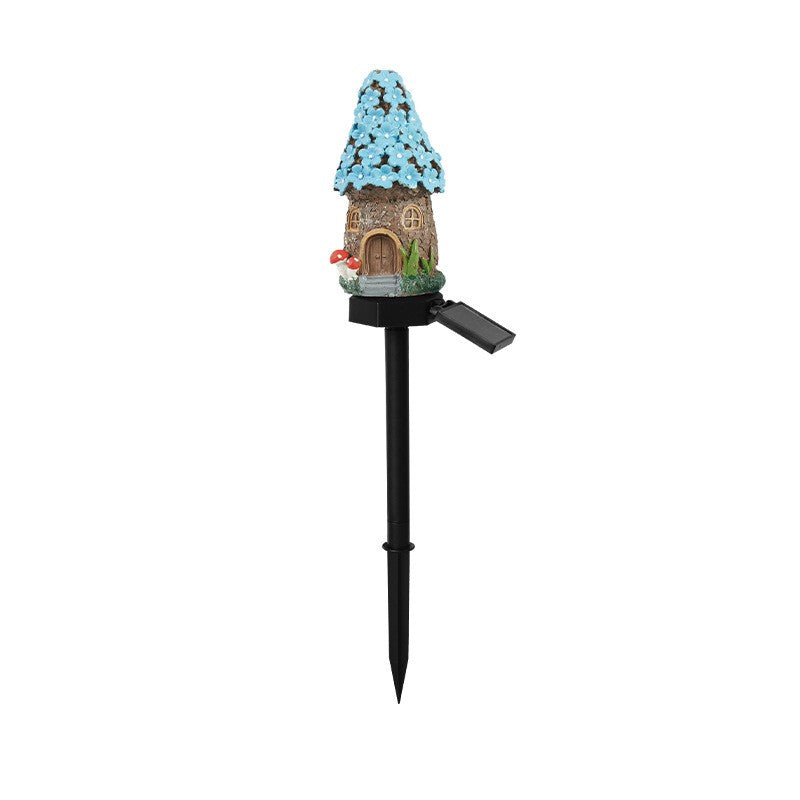 Solar Garden Landscape Light Mushroom House, Outdoor Waterproof Ground Light, New Cartoon Anime Resin Decoration