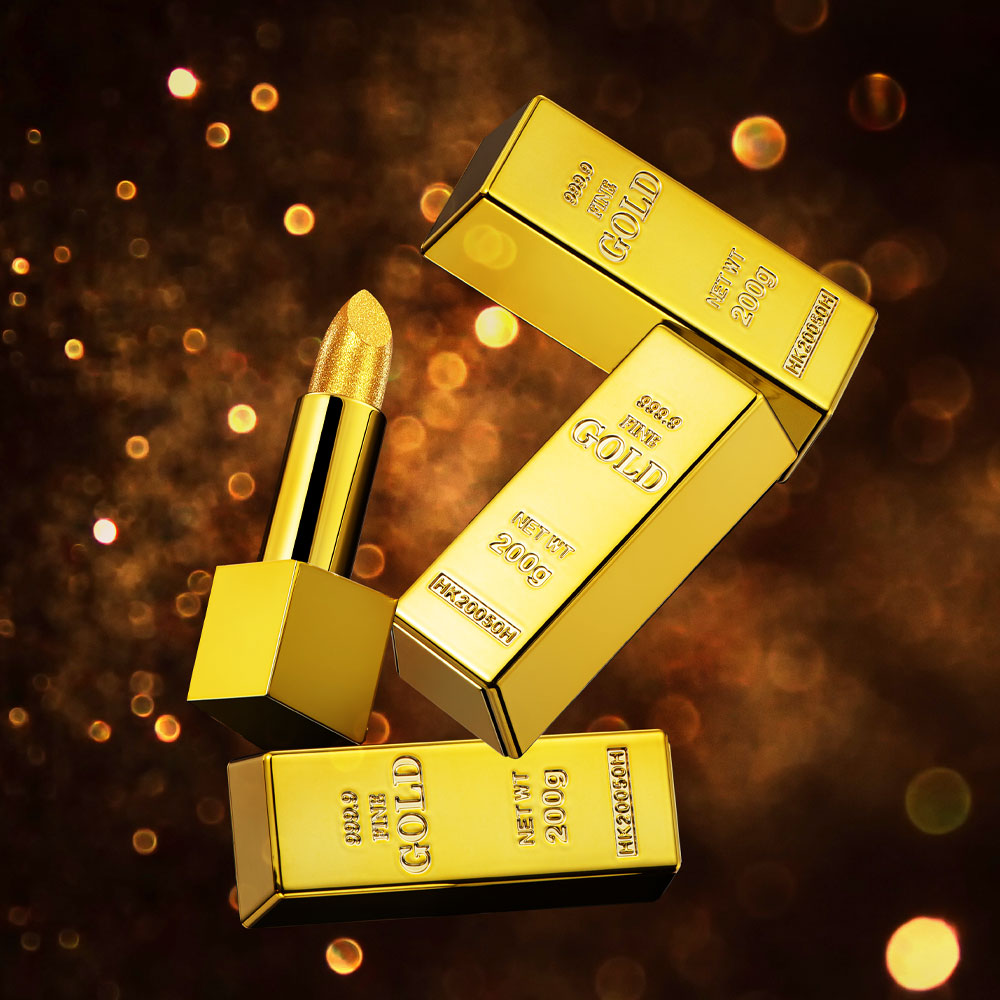 Shimmer Gold Lipstick Metallic Glitter Sexy Lipstick Long Lasting  Waterproof Luxurious Gold Brick  1
