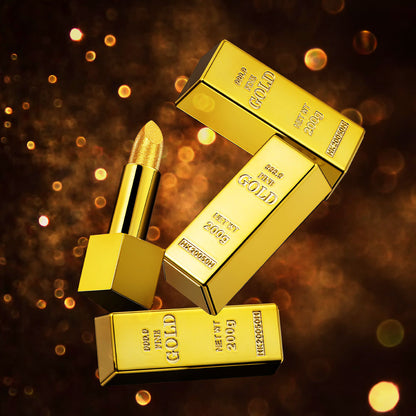 Shimmer Gold Lipstick Metallic Glitter Sexy Lipstick Long Lasting  Waterproof Luxurious Gold Brick  1