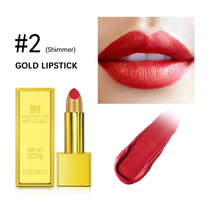 Shimmer Gold Lipstick Metallic Glitter Sexy Lipstick Long Lasting  Waterproof Luxurious Gold Brick  5