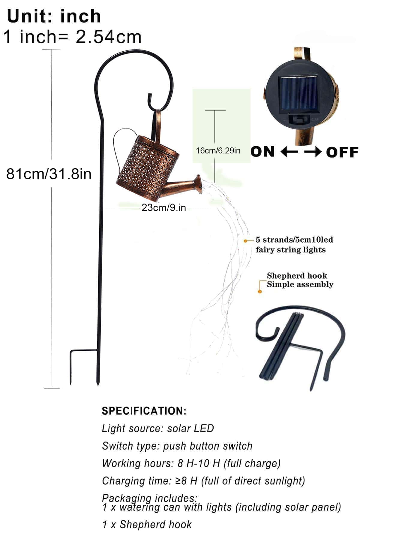 Vintage Solar Tea Kettle Lantern, 1PC Rustproof Outdoor Iron Light, Waterproof Pathway Garden Lamp, Auto Dusk to Dawn