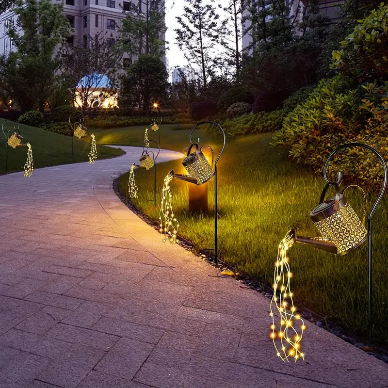 Vintage Solar Tea Kettle Lantern, 1PC Rustproof Outdoor Iron Light, Waterproof Pathway Garden Lamp, Auto Dusk to Dawn