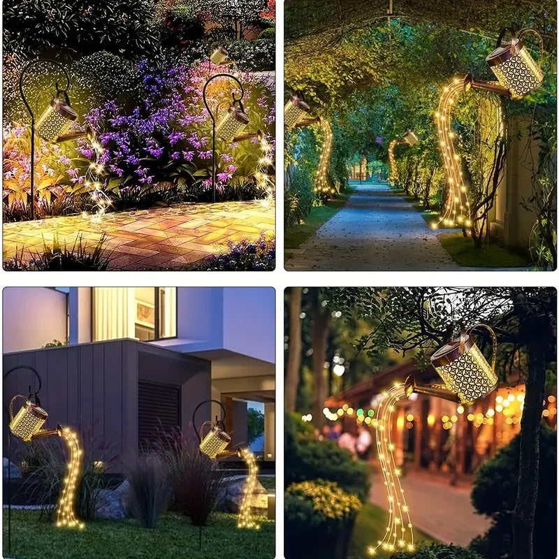Vintage Solar Tea Kettle Lantern, 1PC Rustproof Outdoor Iron Light, Waterproof Pathway Garden Lamp, Auto Dusk to Dawn