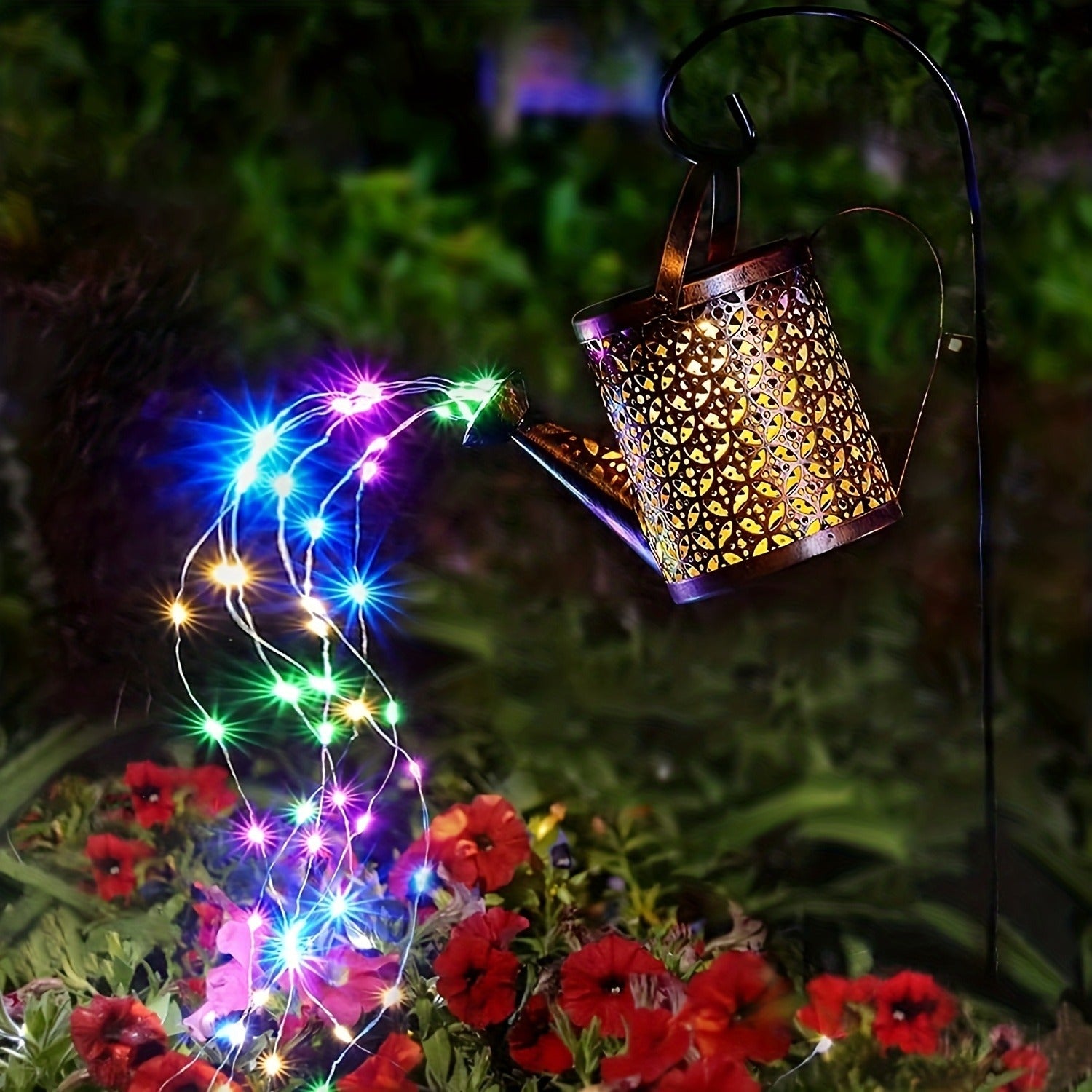 Vintage Solar Tea Kettle Lantern, 1PC Rustproof Outdoor Iron Light, Waterproof Pathway Garden Lamp, Auto Dusk to Dawn