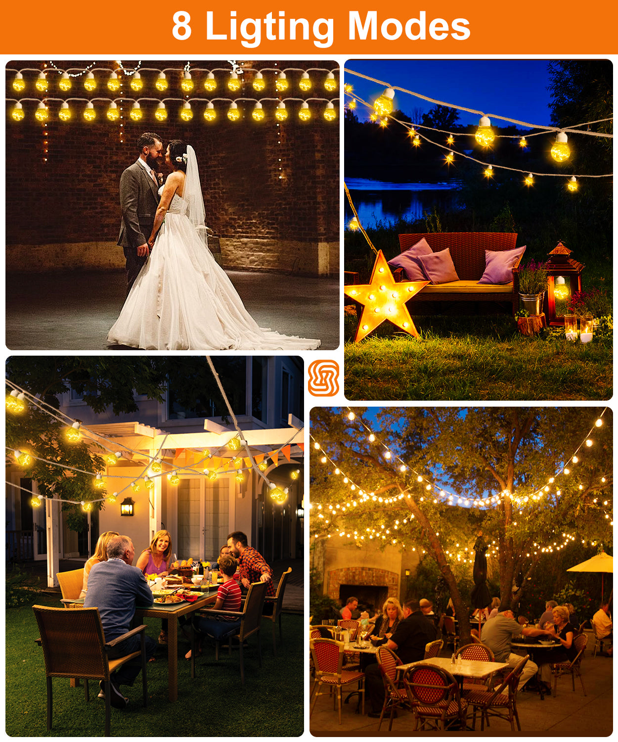 Solar Outdoor String Lights, 20bulbs Rope Hemp Patio Lights, Warm White Waterproof Solar Garden Decor Lighting