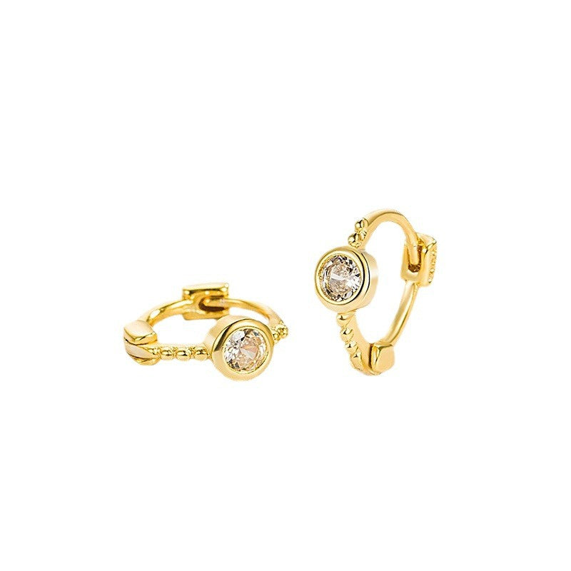 Trendy Cute Sweet Hollow Heart Zircon Hoop Earrings for Women, Classic Shiny Stud Earrings, Fashion Small Ear Buckle