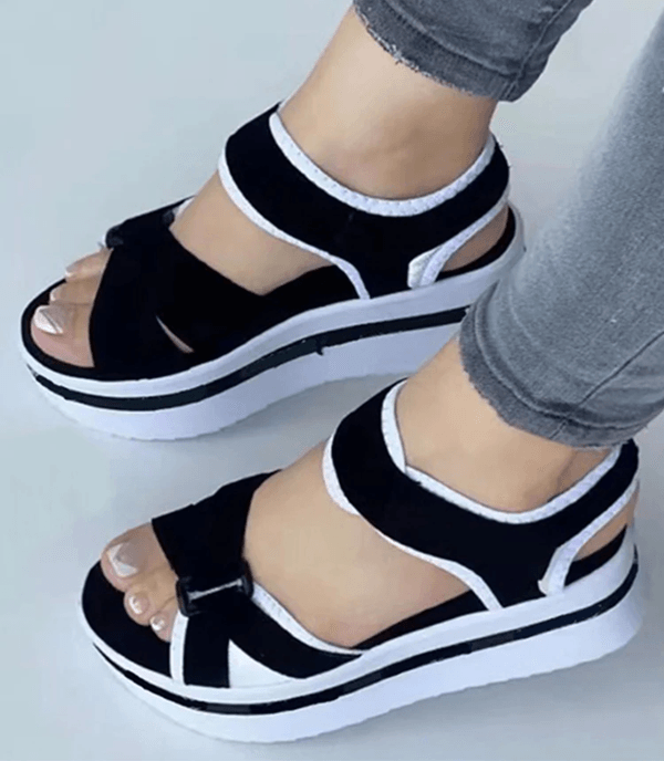 Colorblock Wedge Platform Sandals For Women Summer Open Toe Block Heel Shoes 1