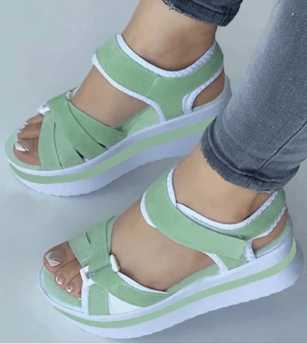 Colorblock Wedge Platform Sandals For Women Summer Open Toe Block Heel Shoes 2