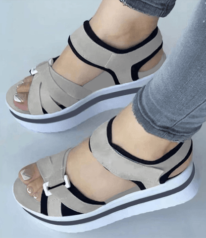 Colorblock Wedge Platform Sandals For Women Summer Open Toe Block Heel Shoes 3