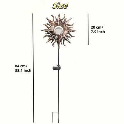 Solar Sun Statue Light for Garden, Cracked Glass Ball LED Decor, IP65 Waterproof Outdoor Lawn Patio Courtyard