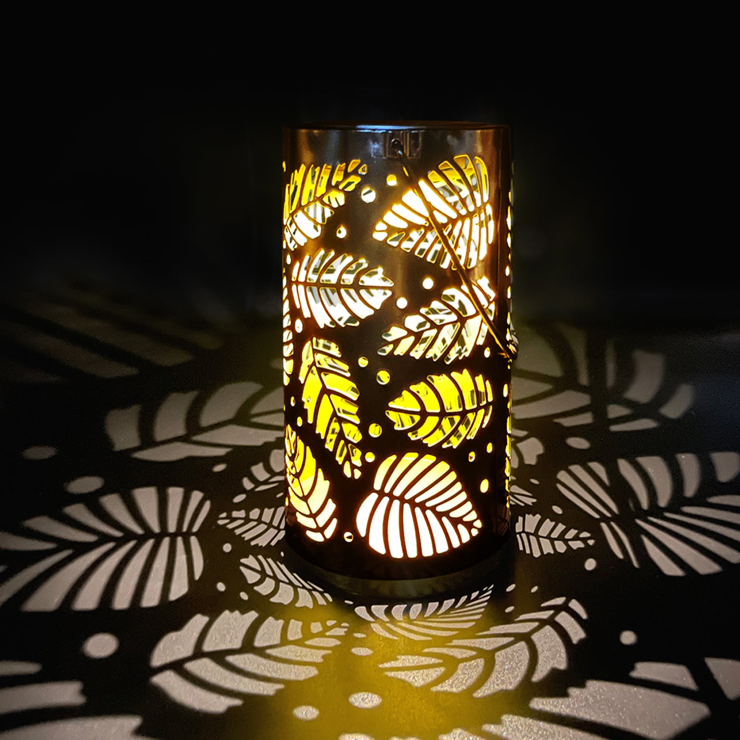 Solar Powered Iron Lantern Outdoor Light, Hollow Metal Design for Gardens, Patios, Parties and Holiday Gift Decoration