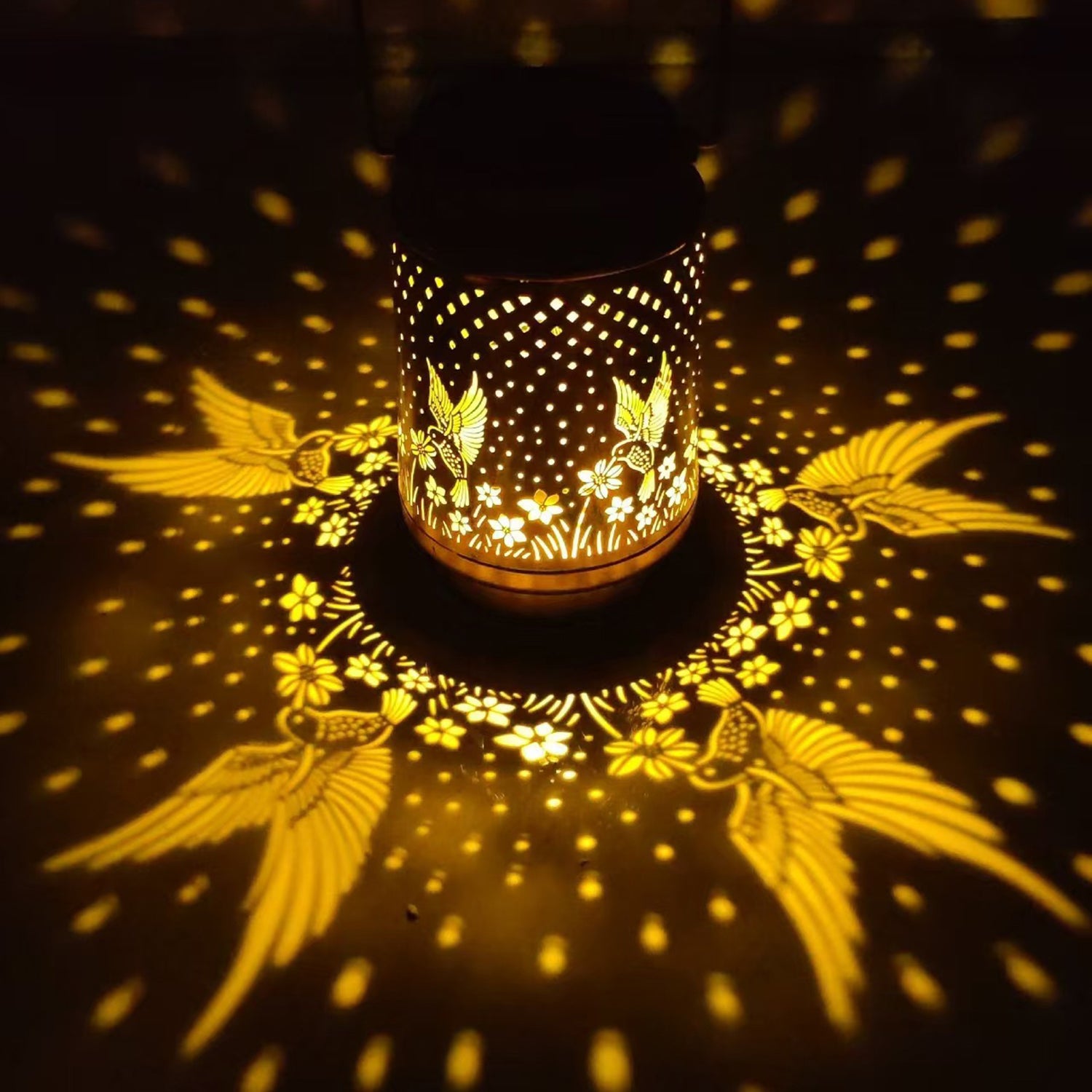 Solar Powered Iron Lantern Outdoor Light, Hollow Metal Design for Gardens, Patios, Parties and Holiday Gift Decoration